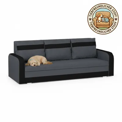 Produktbild von 3-Sitzer-Sofa mit Schlaffunktion CONDI - Grau/Schwarz