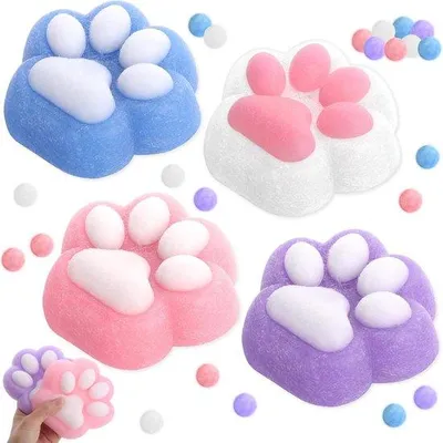 Produktbild von Kawaii Kattenpoot Squishy Set mit Stressreduzierenden Fidget Toys für Jungen und Mädchen