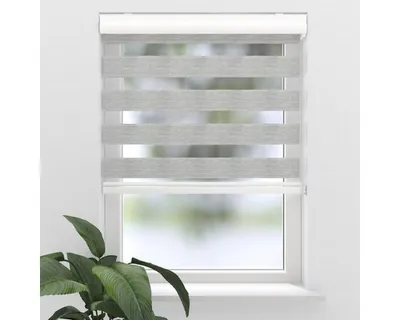 Produktbild von SOLUNA Doppelrollo D-R7 mit weißer Kassette Struktur grau 130x175 cm