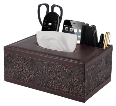 Immagine prodotto di Contenitore per fazzoletti, forma rettangolare, in ecopelle, stile vintage, per fazzoletti cosmetici, dispenser, organizer, contenitore per auto, ufficio, bagno