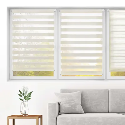 Doppelschicht-Rollo Tag & Nacht, Leinenoptik, 95x130 cm
