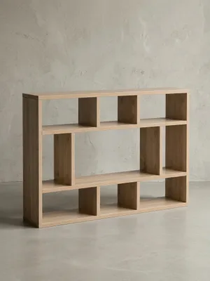 Produktbild von Wandregal "Magra": 9 Fächer, Melaminharz-Beschichtung, Spanplatte. Beige, 75x16x51 cm | Kadima Design
