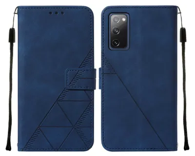 Produktbild von Galaxy S20 FE 4G Hülle, Schlank Prägung Flip Leder Kartenfächer Schutzhülle mit Ständer für Samsung Galaxy S20 FE 4G / 5G Blau