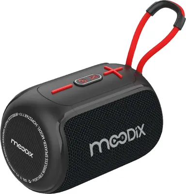 Immagine prodotto di Moodix Altoparlante Bluetooth con radio, impermeabile IPX6, bassi profondi, supporto per schede TF, suono chiaro, compatibile con tutti i telefoni cellulari, nero