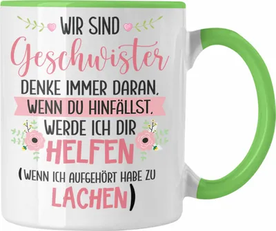 Produktbild von Trendation - Schwester Bruder Tasse Geschenk Geburtstag Sprüche Geschenkidee von Schwester Bruder (Grün)