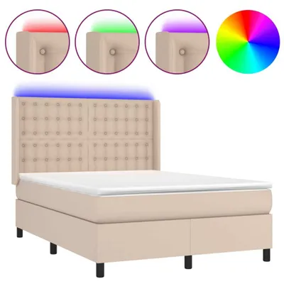 Produktbild von Boxspringbett mit Matratze & LED Cappuccino-Braun 140x190cm