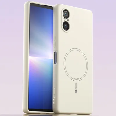 Obrázek produktu pro Magnetické pouzdro pro Sony Xperia 5 V, kompatibilní s MagSafe, tekutý silikon, nárazuvzdorné a odolné proti poškrábání Béžová