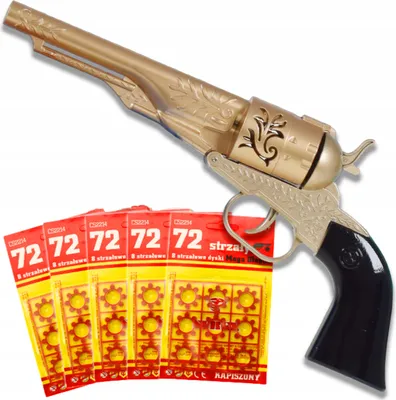 Immagine prodotto di Pistola giocattolo - Rivoltella in metallo con innesco, 5x72 inneschi in omaggio, confezione originale, per collezionisti e articoli da scherzo, lunghezza 25 cm, per bambini e bambine a partire dai 3 anni di età