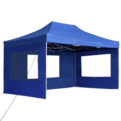 Image de vidaXL Tente de réception professionnelle Pliable avec parois Aluminium 4,5x3 m Bleu