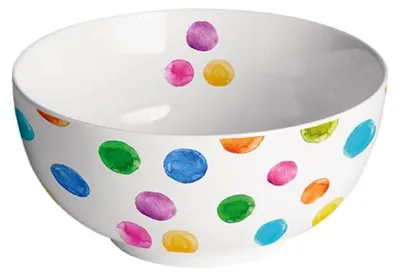 Produktbild von Müslischale 0,4 l, Porzellan, Schüssel/Dessertschale/Salatsschüssel, bunte Tupfen