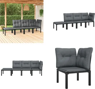 Image de vidaXL 4 pcs. Garden Lounge Set Noir et Gris Poly Rattan - Garden Lounge Set - Garden Lounge Sets - Lounge Set - Garden Lounge Set