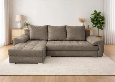 Produktbild von Ecksofa mit Schlaffunktion, ausziehbares Ecksofa VELUTO, Eckcouch mit Wellenfeder
