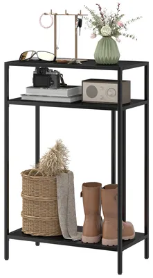 Productafbeelding van HOMCOM Console tafel, smalle gangtafel met 3 niveaus, 55 x 30 x 85 cm, zwart