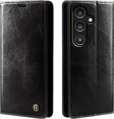 Produktbild von Handyhülle für Samsung Galaxy S25+ Kunstleder Flip Vintage Cover Hülle RFID Schutz Case Kartenfach Farbe: Schwarz