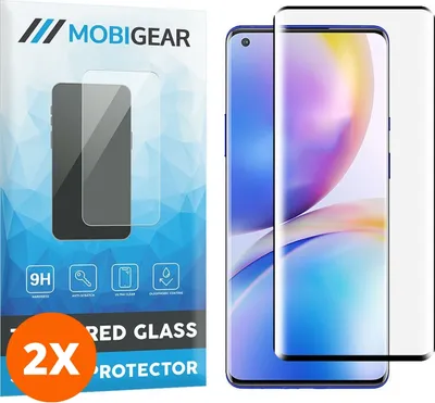 Produktbild von Mobigear Curved 4.99 OnePlus 9 Pro Panzerglas Gehärtetes Glas Displayschutz - Hüllenfreundlich - Schwarz (2er Pack)
