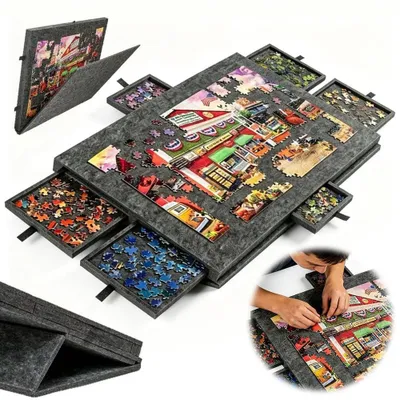Image de Plateau de puzzle réglable avec support 2-en-1 et espace de rangement