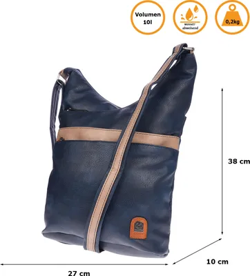 Produktbild von Christian Wippermann große Damen Tasche Umhängetasche Beuteltasche Handtasche Crossover Leder Optik Blau