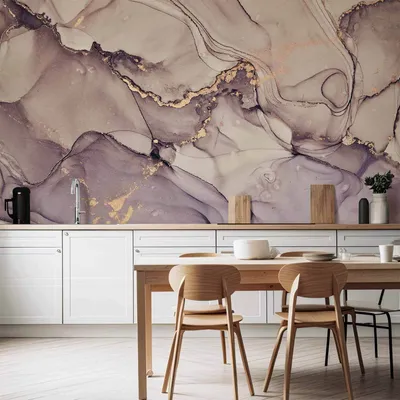 Produktbild von Vlies Fototapete - Watercolour Abstraction - Powder Pink Marble With Gold Accents 350x245 cm Muster f-B-10088-a-a