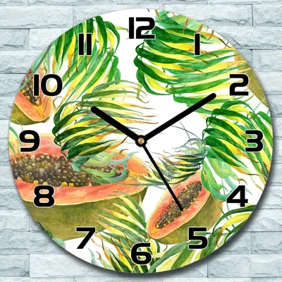 Produktbild von Wanduhr aus Glas Rund fi 30 Tropische Exotisches Quarz Deko Schlafzimmer Büro