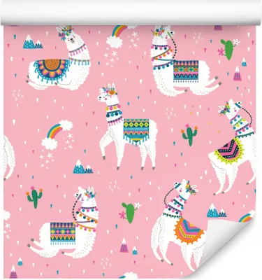 Produktbild von 10m VLIES TAPETE Rolle Kinderzimmer Lamas Regenbogen Sterne Blumen XXL
