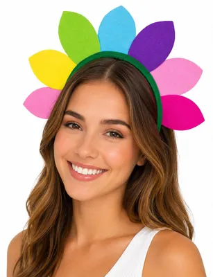 Produktbild von Haarreif mit bunten Blüten zum Blumen Kostüm | Regenbogen