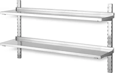 Produktbild von Wandregal aus Edelstahl, mit 2 Böden, BxT 1200x355 mm, Tragkraft 20 kg/Boden
