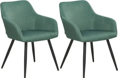 Image de BELIANI Lot de 2 chaises en velours vert de style moderne pour la salle à manger, le salon et la cuisine