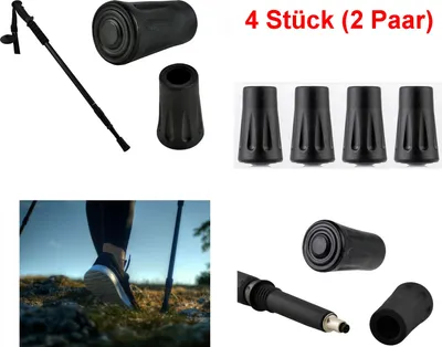 Produktbild von GKA 2 Paar (4 Stück) Walking Asphaltpads Gummipuffer Ersatzfüße für Trekking Stöcke Grip Pads Nordic Walking