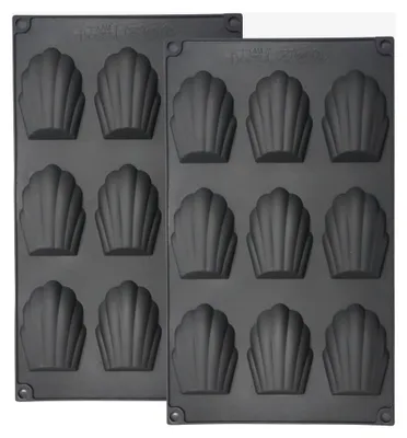 Produktbild von 2 Stück Madeleine-Backformen, 9 Hohlräume Silikon für Kuchen, Schokolade, Süßigkeiten und Kekse (Schwarz)