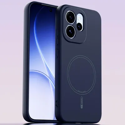 Image de Etui magnétique pour Oppo Reno15 Pro, compatible MagSafe, silicone liquide, résistant aux chocs et aux rayures Bleu foncé