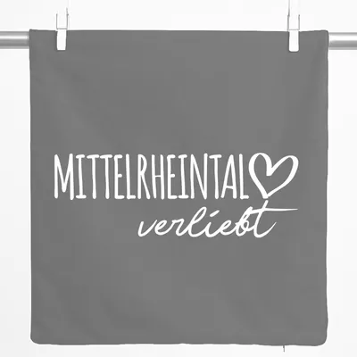 Produktbild von Huuraa Kissenbezug Mittelrheintal verliebt 40x40cm Steel Grey Baumwolle Dekokissenbezug Geschenkidee