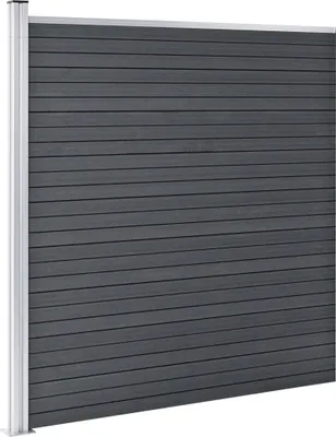 Image de vidaXL Kit de clôture WPC 5 carrés + 1 pente 965x186 cm Gris