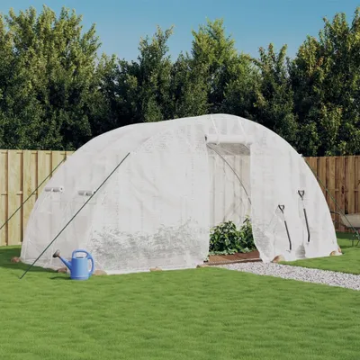 Produktbild von [Home] Gewächshaus mit Stahlrahmen Weiß 10 m² 5x2x2,3 m , Neue Mode 2024 im häuslichen Leben