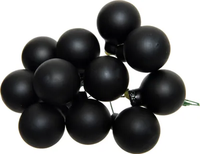Produktbild von Weihnachtskugeln am Draht 2cm Glas 12 Stück - Schwarz matt