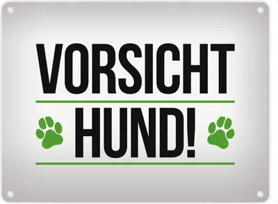 Produktbild von Vorsicht Hund! Metallschild mit Pfoten Motiv in grün Warnung Hinweis Achtung