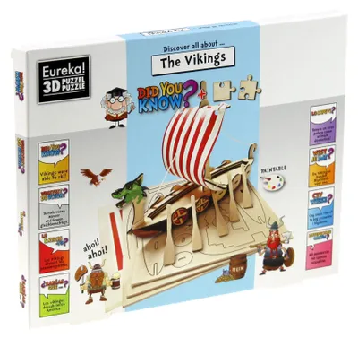 Image de Puzzle en bois Gepetto « Les Vikings » en 3D, 37 pièces