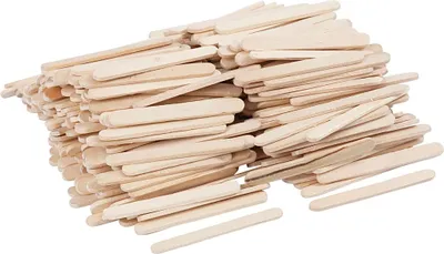 A pile of wooden craft sticks.