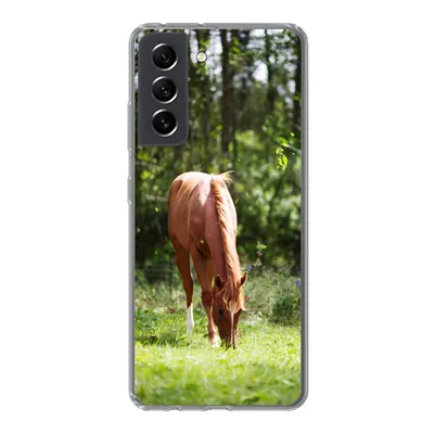 Produktbild von MuchoWow® Handyhülle Schutzhülle Hülle für Samsung Galaxy S21 FE Pferd - Blumen - Licht Silikon Softcase Handy Hülle - Mobiltelefonhülle