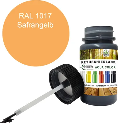 Produktbild von Reparaturlack Lackstift RAL Lack Pinselflasche 50ml. Farbe Holz Metall Möbel Auto Bad Retuschierlack - RAL 1017 Safrangelb
