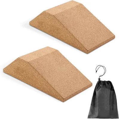 Produktbild von PolkaHome® Squat Wedge Block 2er Set – Kork Trainingskeile für Yoga, Gewichtheben, Stretching & Balance – rutschfest,