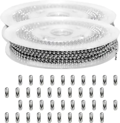 Image de Chaîne en acier inoxydable, perles de 2,4 mm, réglable jusqu'à 10 mètres, argentée, pour la bijouterie et la décoration