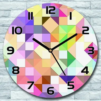 Produktbild von Wanduhr aus Glas Rund fi 30 Pastell Bunte Mosaik Quarz Deko Schlafzimmer Büro