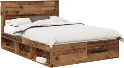 Produktbild von vidaXL Bettrahmen Altholz 140 x 190 cm Massives Kiefernholz