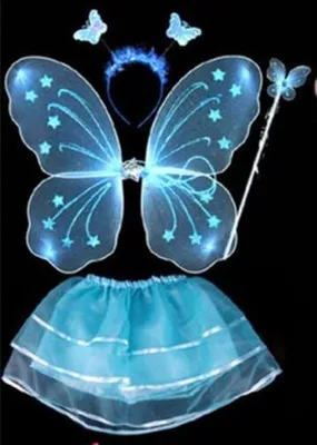 Produktbild von Kostüm FEE SCHMETTERLING Tütü Flügel 4 tlg Fairy Mädchen Fasching  DHL Sofort hellblau