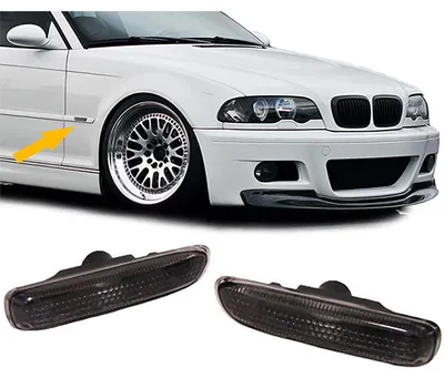 Für BMW 3er E46 Coupe Cabrio Limo Touring 2x Seitenblinker Blinker Schwarz Smoke in der Farbe Schwarz von Carparts-Online GmbH