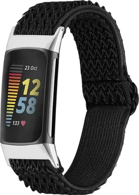 Productafbeelding van imoshion Elastisch nylonbandje voor de Fitbit Charge 5 - Zwart