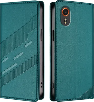 Image de Etui pour Samsung Galaxy XCover 7, étui portefeuille en cuirPolyuréthaneavec fente pour cartes et fonction stand Grün