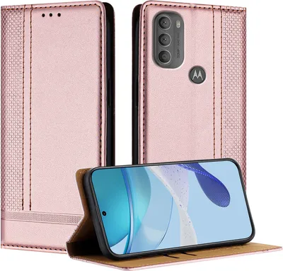 Produktbild von Handyhülle für Motorola Moto G71 5G Leder Flip Klappbare Schutzhülle mit Standfunktion Pink
