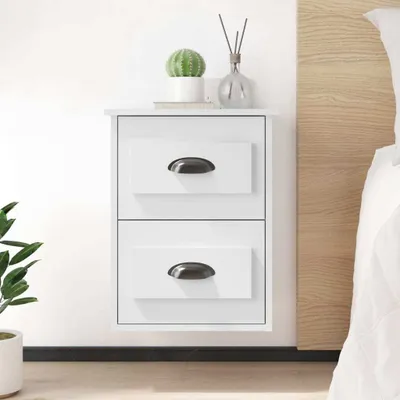 Image de vidaXL Table de nuit murale blanche 41,5x36x53 cm