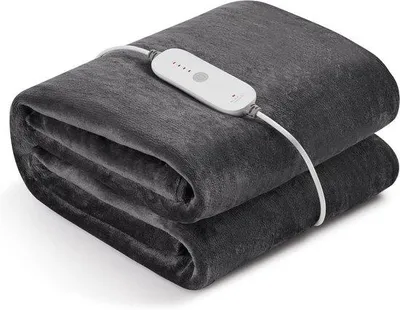 Productafbeelding van Elektrische Deken - Warmtedeken Flanel - Comfortabel Ontspannen - Snelle Verwarming - 150 x 200 cm - Donkergrijs